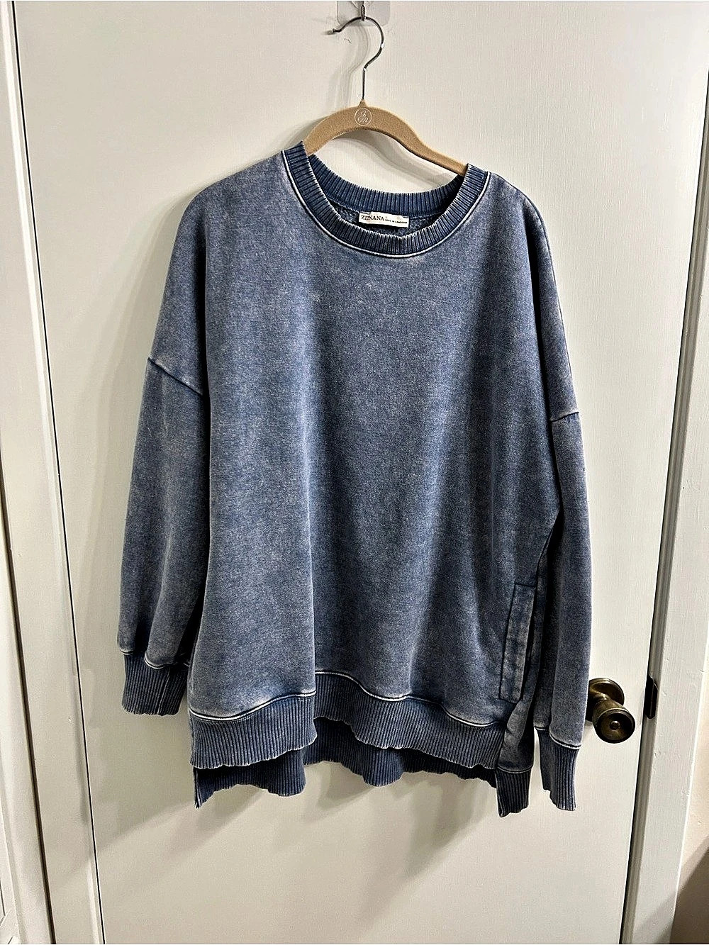 ZENANA OTW-4552 Blue Pullover Sweatshirt Size Large